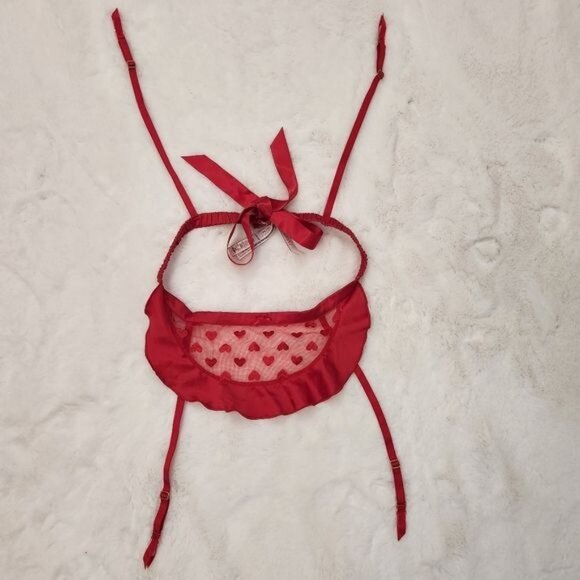 Victoria's Secret Dream Angels Emb. Heart Garter Belt Skirt/Apron *Red* Size M/L - Picture 5 of 7